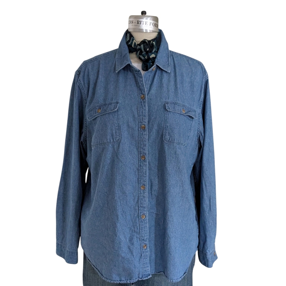 Chaps Chambray Button Up Shirt Size 2XL - Picture 2 of 10